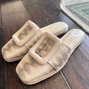 Vince Camuto Jinannie Snake Buckle Espadrille Mule Flats